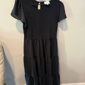 Black Tiered Midi Dress